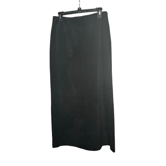 Kate Hill 100% Leather Black Suede Wester Rodeo Midi Kick Pleat Skirt Size 8 - Picture 1 of 7